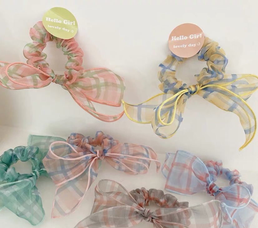 Hot style organza checker bow hair cord hair ornament large intestine hair ring thumbnail