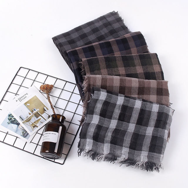 Autumn And Winter New Cotton And Linen Plaid, Sen Female Department