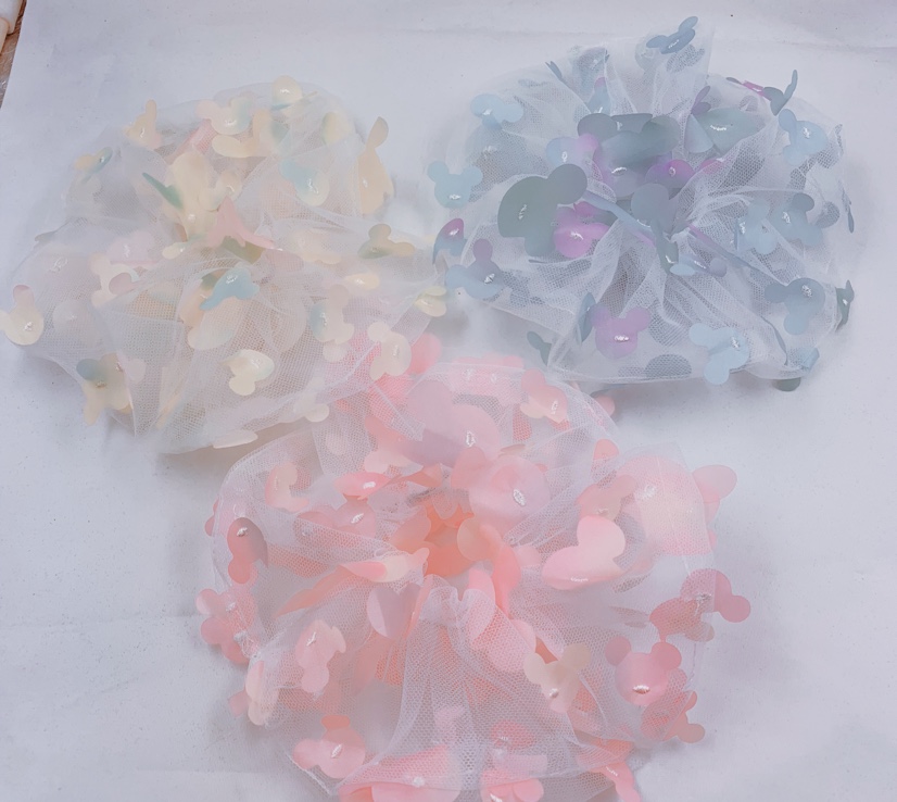 New unreal color three-dimensional flower animal large intestine hair ring hair ornaments thumbnail