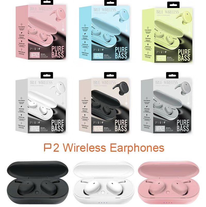 P2 TWS Wireless Bluetooth headphones, wireless charging case headphones