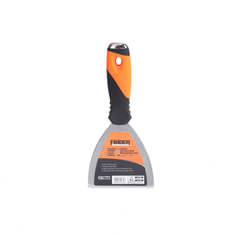 I Scraper tool, stainless steel putty knife with black plastic handle, 4 inch Wall Scraper