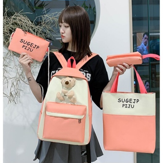 ins Korean version casual student backpack set of four pieces Application Scenario