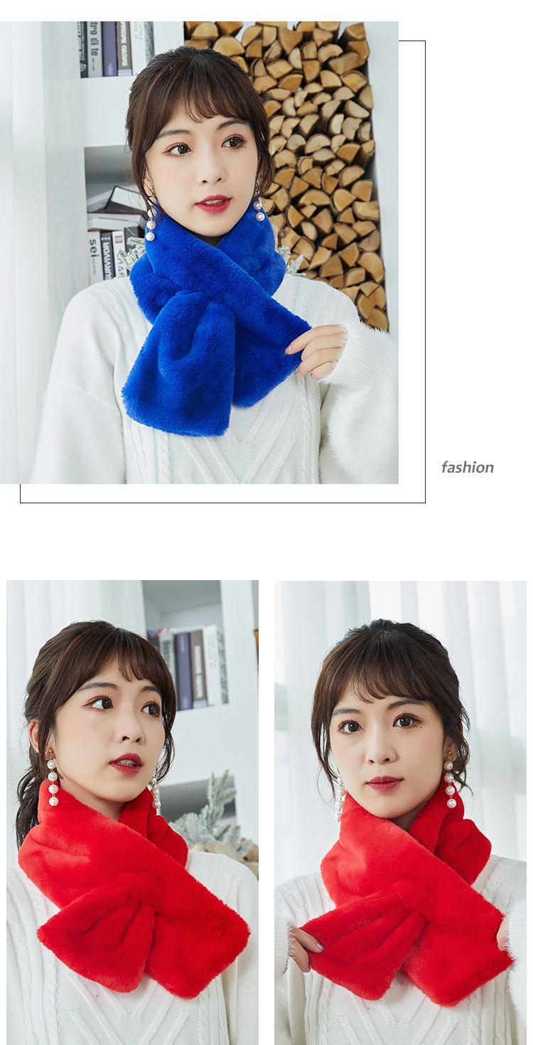 New Winter Korean Fur Scarf Imitation Rex Rabbit Hair Bib Female Autumn And Winter All Plush Neck Set Winter Hair Collar Specification drawing