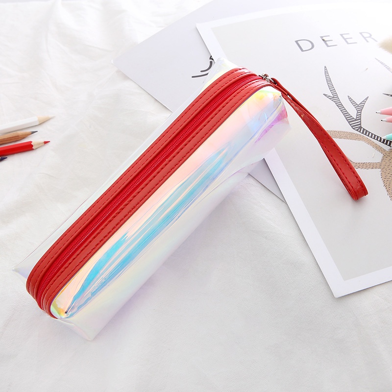 淘宝爆款pvc笔袋 学生迷你镭射文具袋 厂家文具收纳袋定制批发细节图