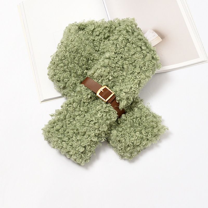 Instagram Soft Girl Style Cute Curly Fur Buckle Soft Solid Color Scarf Female Winter Everything Warm Furry Student Bib Item Picture