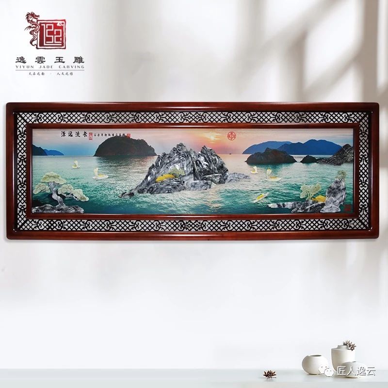 80*220 Flower Rich Three-Dimensional Jade Carving Painting Living Room Sofa Background Decorative Painting Hotel Teahouse Mural Hanging Painting details Picture