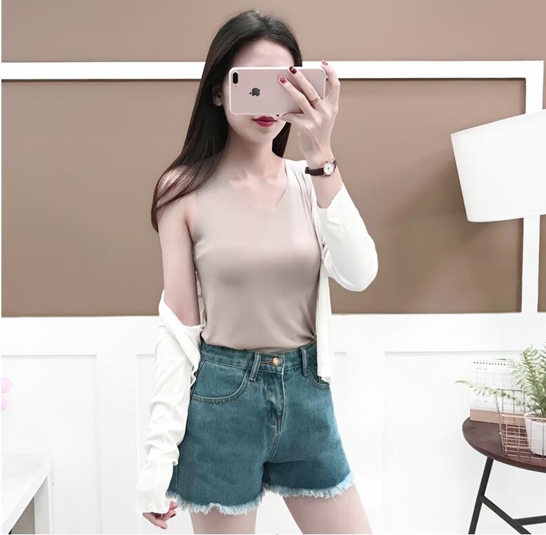 螺纹软软背心内衬打底衣白底实物图