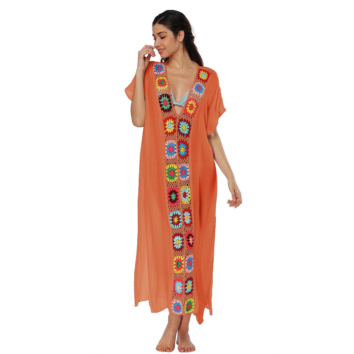 Foreign trade beach dress beach skirt hand-crocheted long bikini with sunscreen clothing manufacturers direct sales