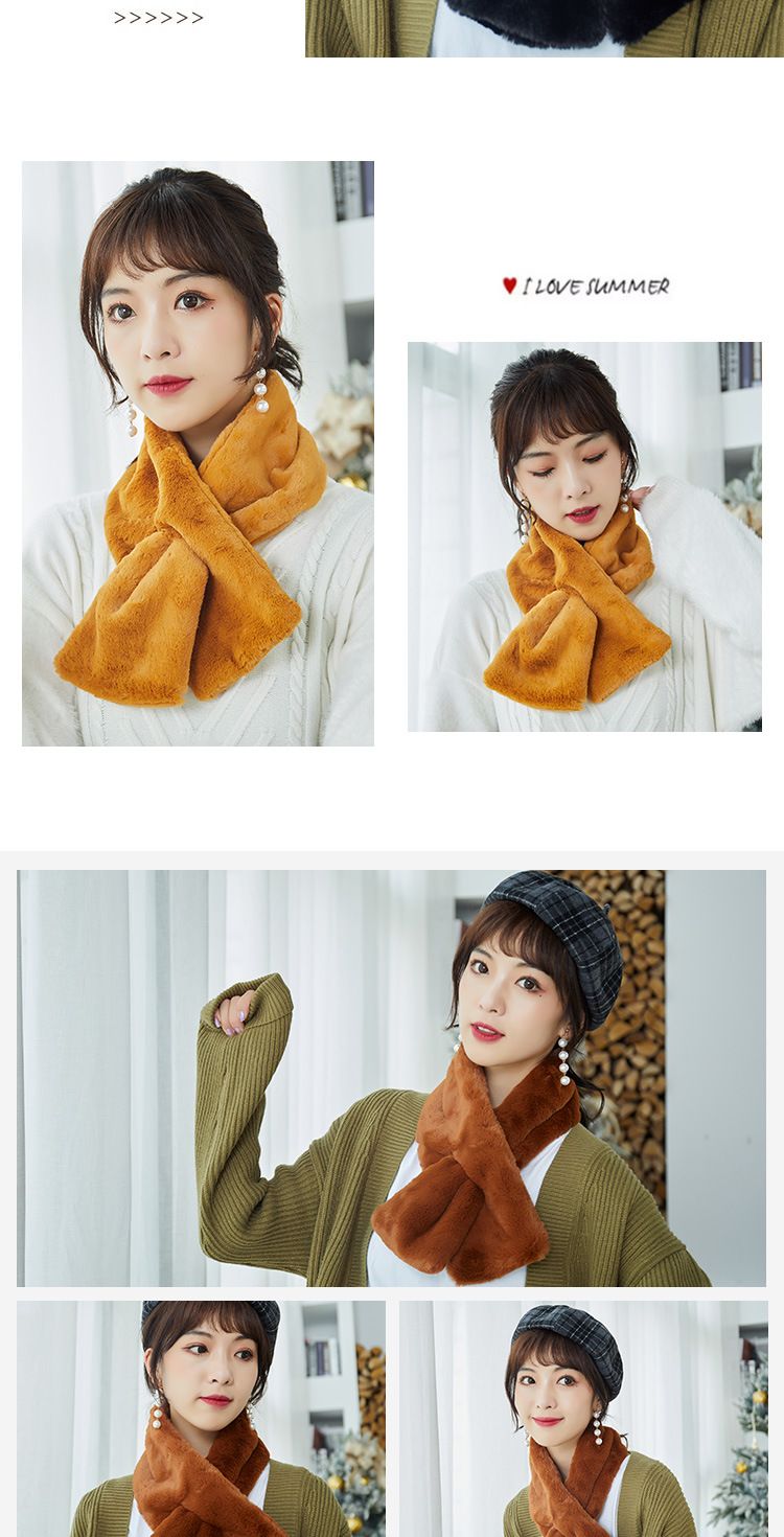 New Winter Korean Fur Scarf Imitation Rex Rabbit Hair Bib Female Autumn And Winter All Plush Neck Set Winter Hair Collar Item Picture