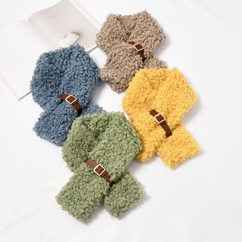 Instagram Soft Girl Style Cute Curly Fur Buckle Soft Solid Color Scarf Female Winter Everything Warm Furry Student Bib undefined