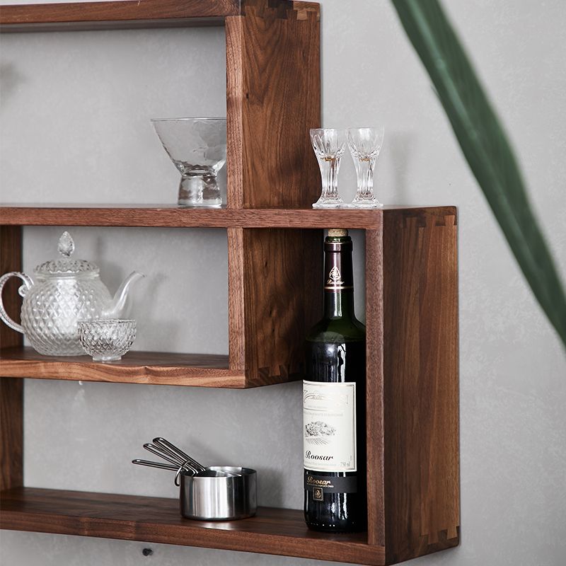 创意黑胡桃实木装饰架隔板置物架餐厅墙壁置物挂墙架壁挂架详情图5