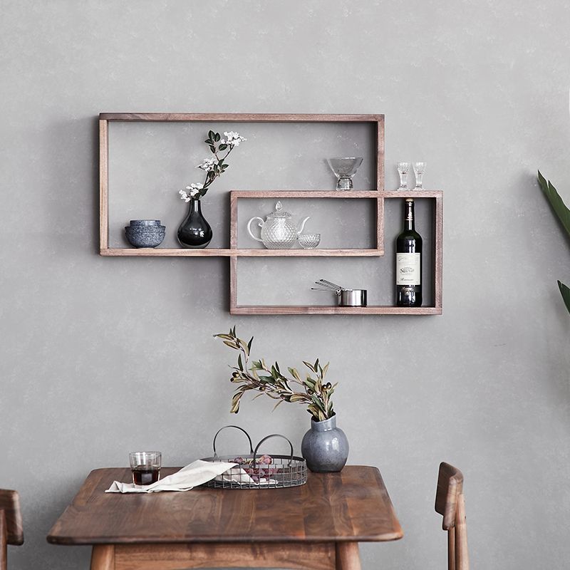 创意黑胡桃实木装饰架隔板置物架餐厅墙壁置物挂墙架壁挂架详情图4