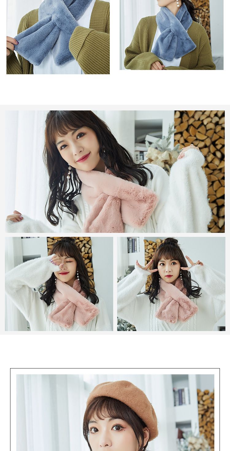 New Winter Korean Fur Scarf Imitation Rex Rabbit Hair Bib Female Autumn And Winter All Plush Neck Set Winter Hair Collar undefined
