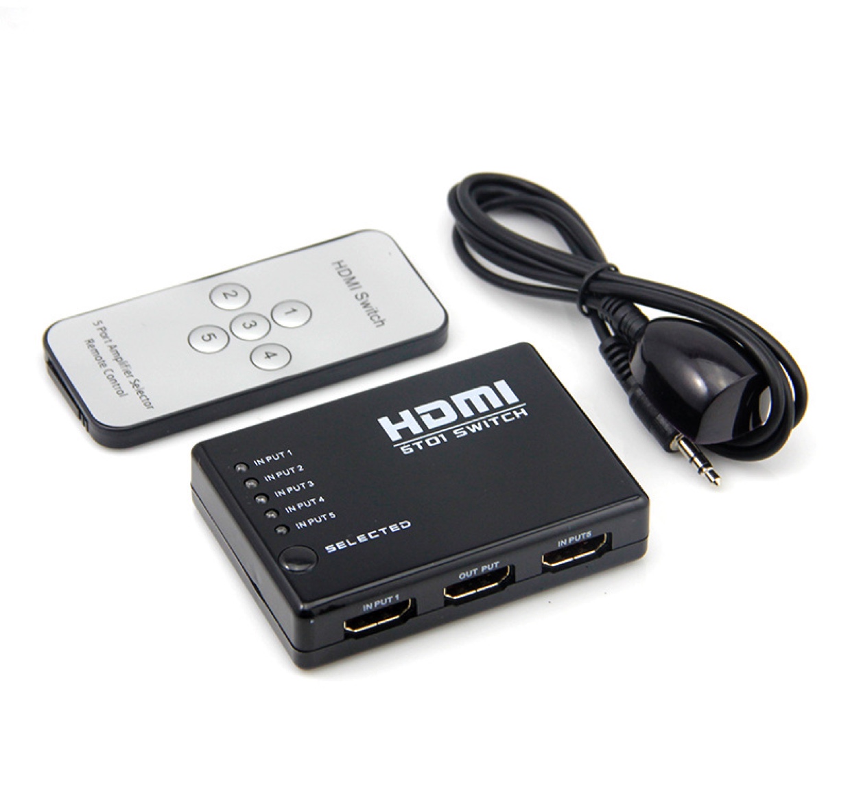 HDMI高清切换器5进1出 hdmi5切1转换器支持3D电视带遥控器1080P