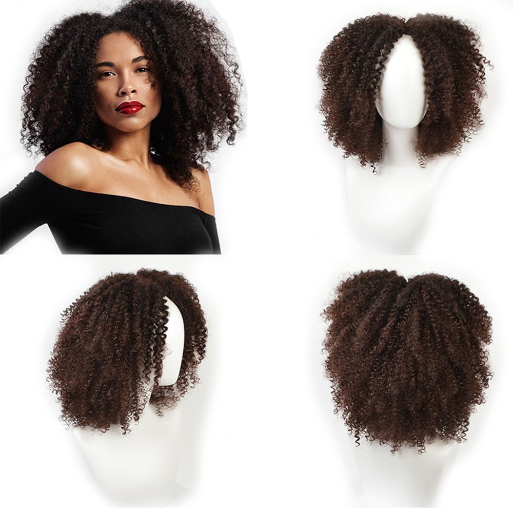 Afrika black woman with an afrika black hair Curly Curly chemical Wig