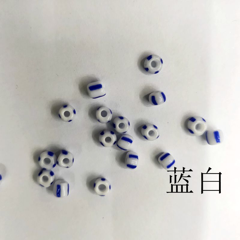 戎育玻璃珠厂 线条花珠混色玻璃瓷珠 8/0，4/0，3/0不掉色详情图1