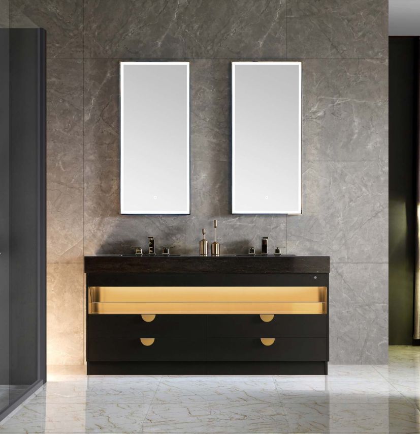 凡荣建材卫浴普瑞凡轻奢浴室柜洗手盆柜组合落地式