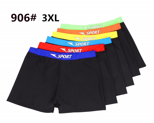 906# men's plain color swimming trunks with waist flat Angle can be worn in uniform size polyester fabric for 120-150 kg thumbnail