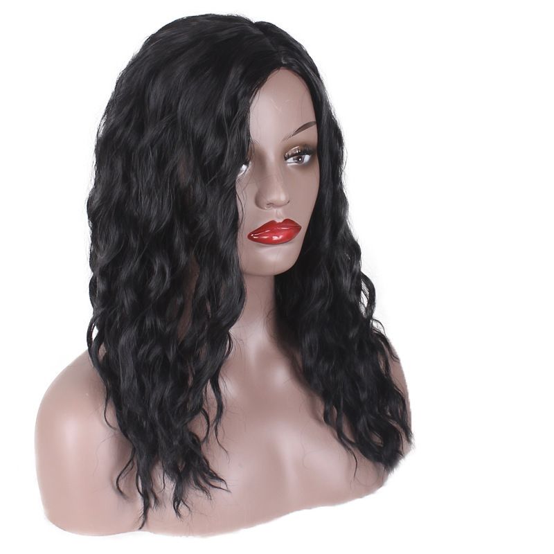 The brazillian hair, a cross-border wig for African blacks with a split bangs and long curly hair, is a bestseller made of high-temperature silk and chemical fiber detail image 2