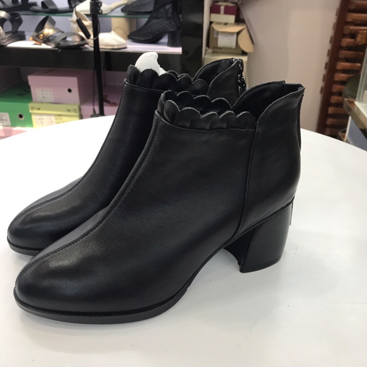 New rear zipper leather ankle boots spring and autumn single boots oxskin boots versatile shoes for children thumbnail