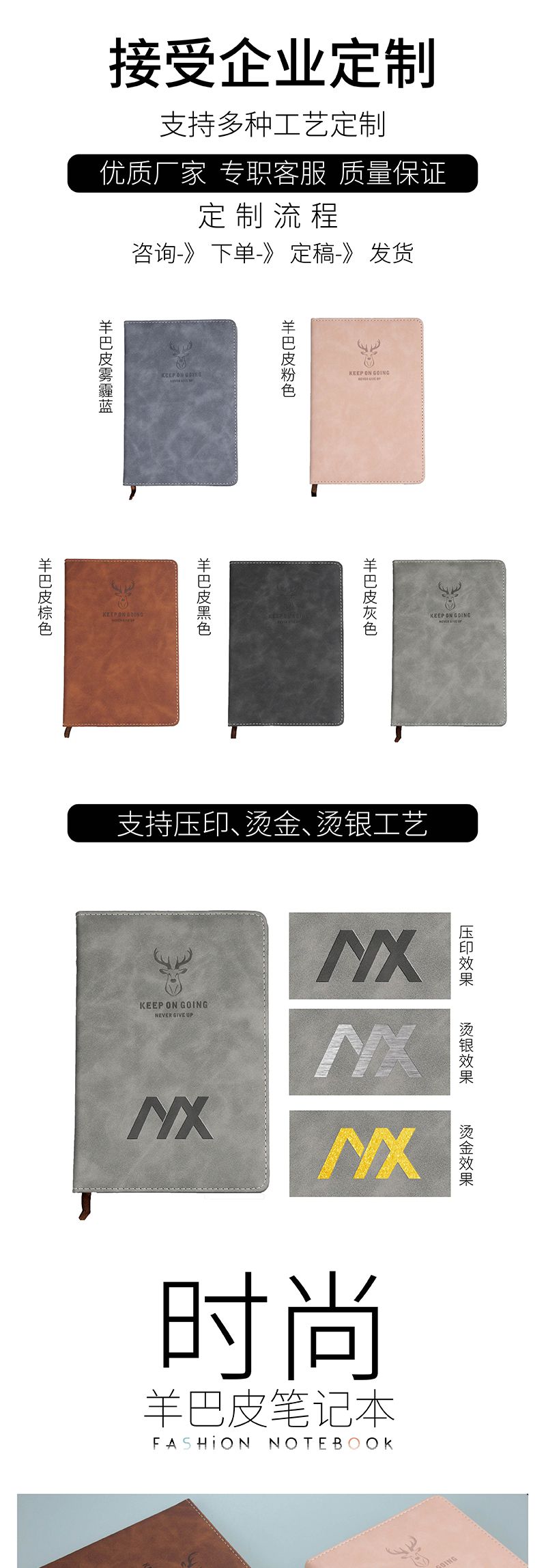 现货a5羊巴皮商务笔记本定制硬面记事本办公用品本子可印logo批发详情图1