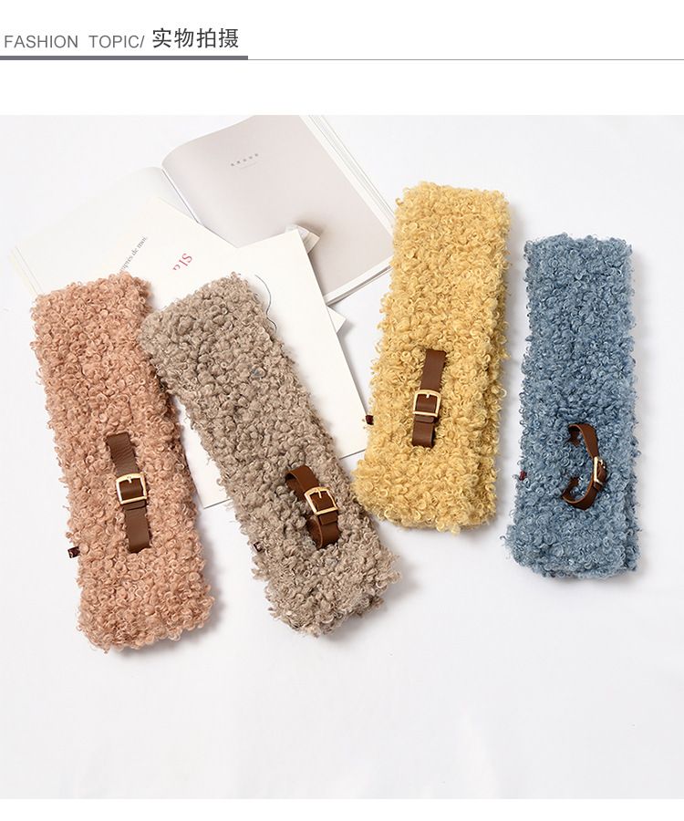 Instagram Soft Girl Style Cute Curly Fur Buckle Soft Solid Color Scarf Female Winter Everything Warm Furry Student Bib Application Scenario