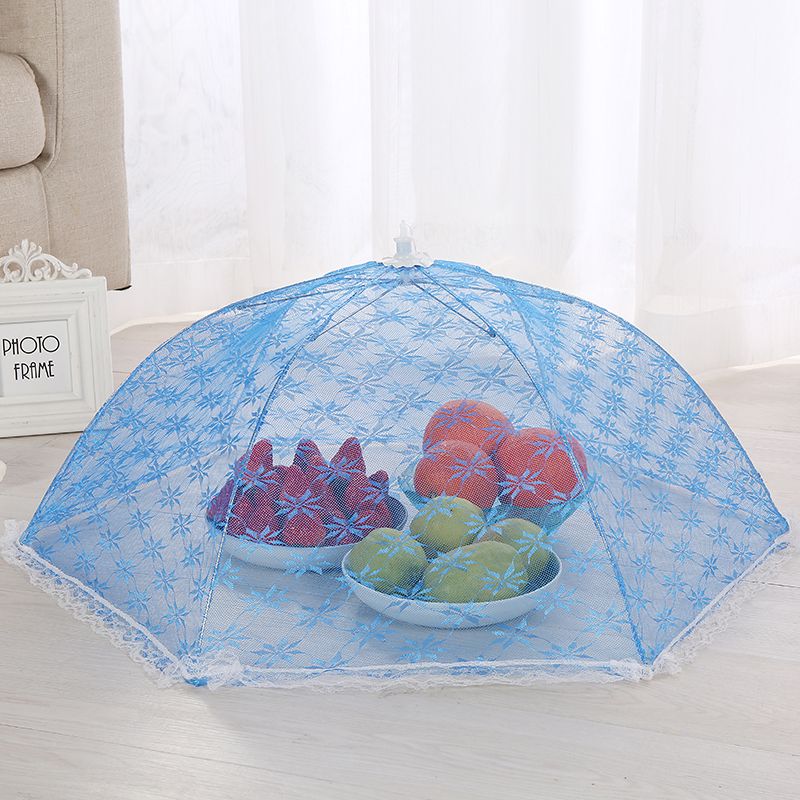 定制纱网布伞形可折叠饭菜罩可悬挂防苍蝇花边食物罩防尘罩餐桌罩