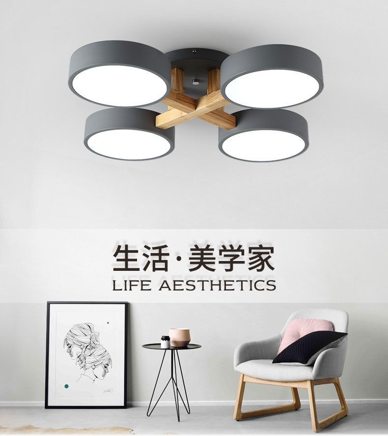 Nordic bedroom ceiling lamps, simple and modern small-sized living room and dining room lamps, Japanese grand and personalized room lighting fixtures detail image 1