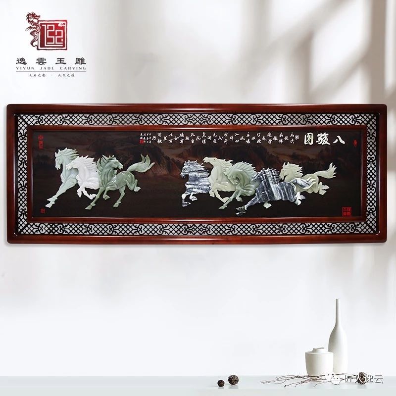 80*220 Flower Rich Three-Dimensional Jade Carving Painting Living Room Sofa Background Decorative Painting Hotel Teahouse Mural Hanging Painting full figure