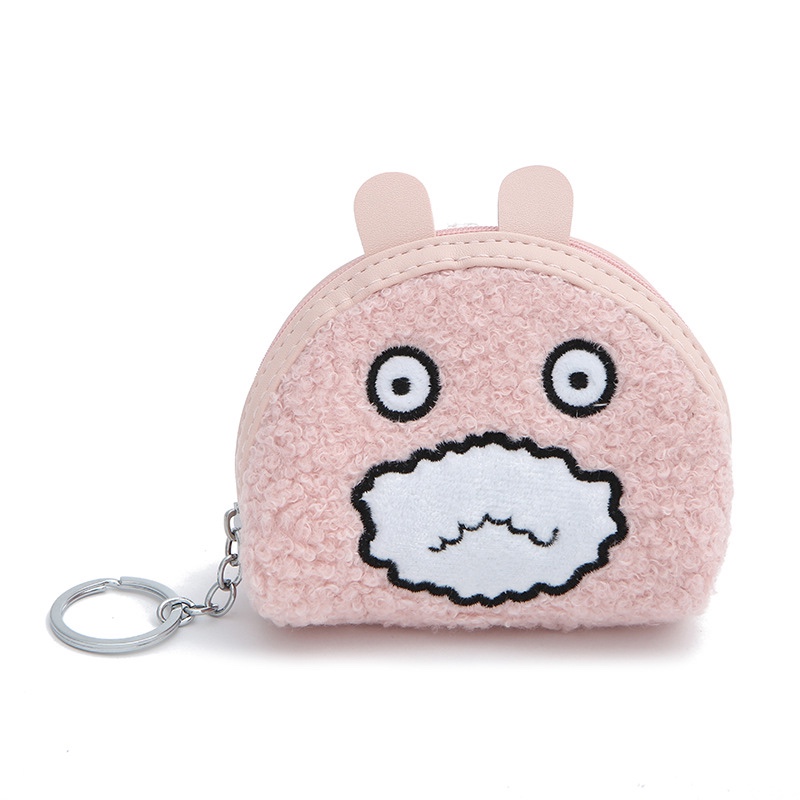 韩版爆款可爱羊羔绒卡通动物零钱包 女士创意收纳迷你钱包礼品白底实物图