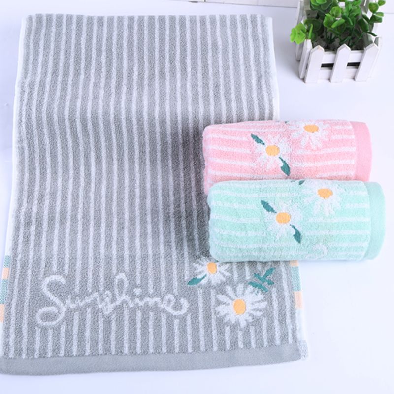 Pure cotton towel, white striped sunflower towel, seal ball towel detail image 1