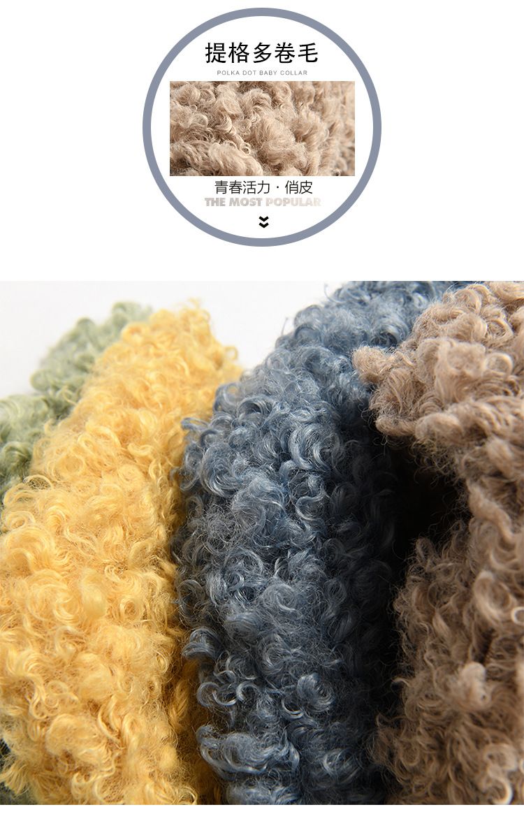 Instagram Soft Girl Style Cute Curly Fur Buckle Soft Solid Color Scarf Female Winter Everything Warm Furry Student Bib full figure