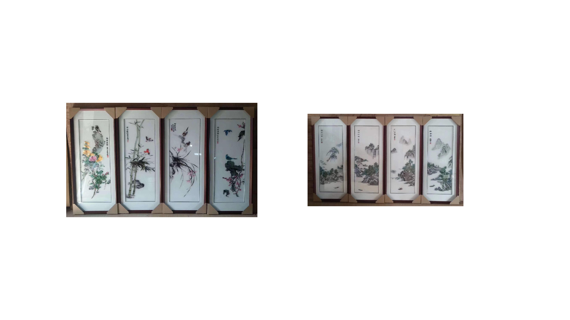 锦莱新中式刺绣装饰画梅兰竹菊客厅挂画四条屏中国风四联苏绣画详情3