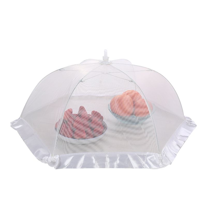 定制伞形白色可折叠饭菜罩纱网布食物罩防苍蝇罩悬挂式餐桌罩批发细节图