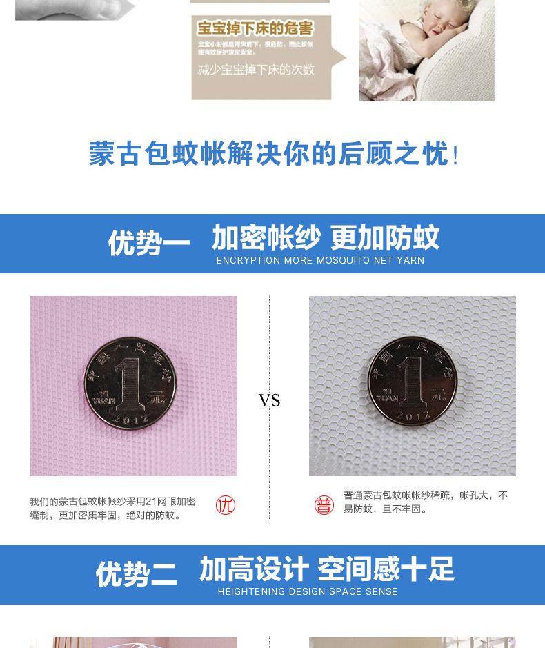 两开门拉链 学生蒙古包蚊帐2021厂家直销蚊帐新款蚊帐详情图2