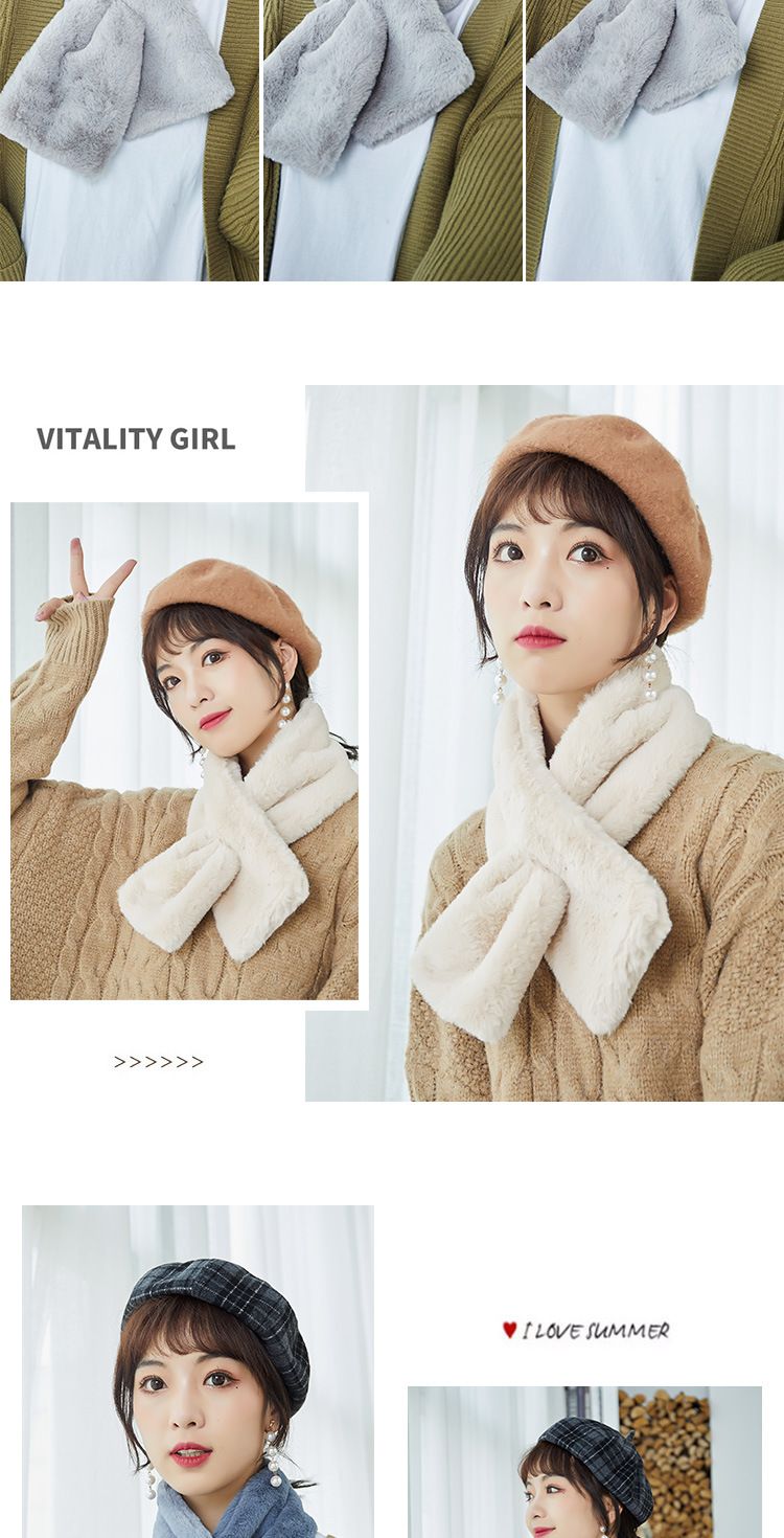 New Winter Korean Fur Scarf Imitation Rex Rabbit Hair Bib Female Autumn And Winter All Plush Neck Set Winter Hair Collar undefined