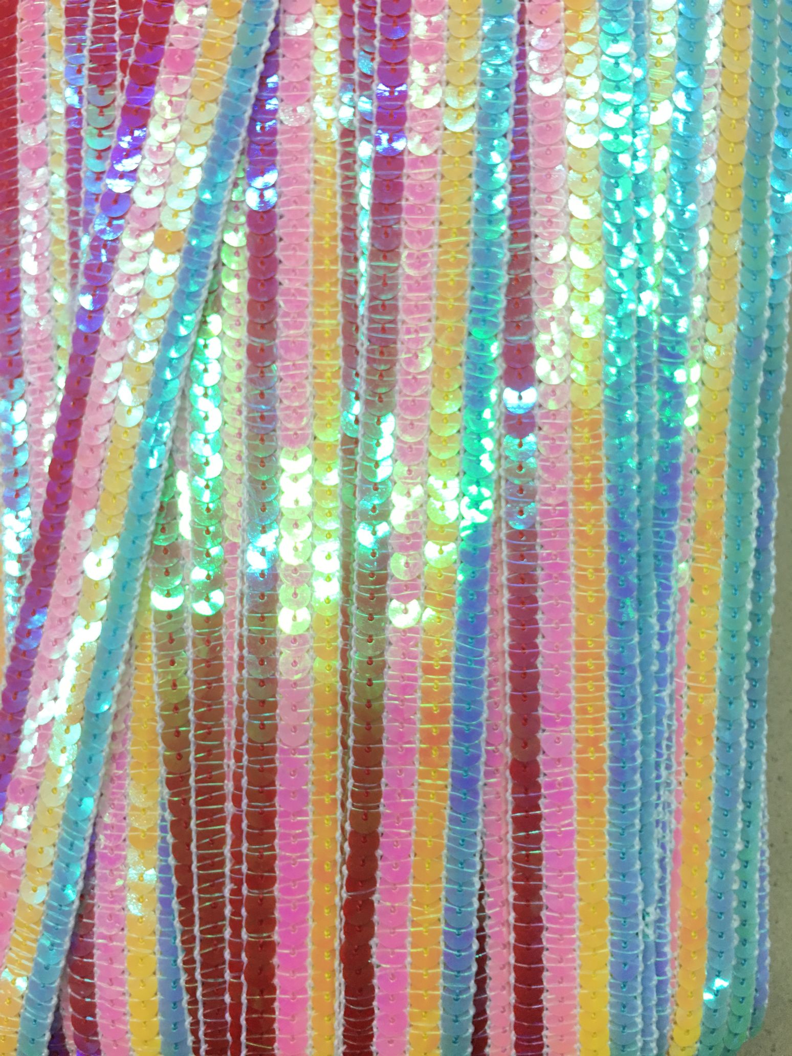 Eco-Friendly Rainbow Stretch Sequin Glitter Elastic Lace Stretch Lace