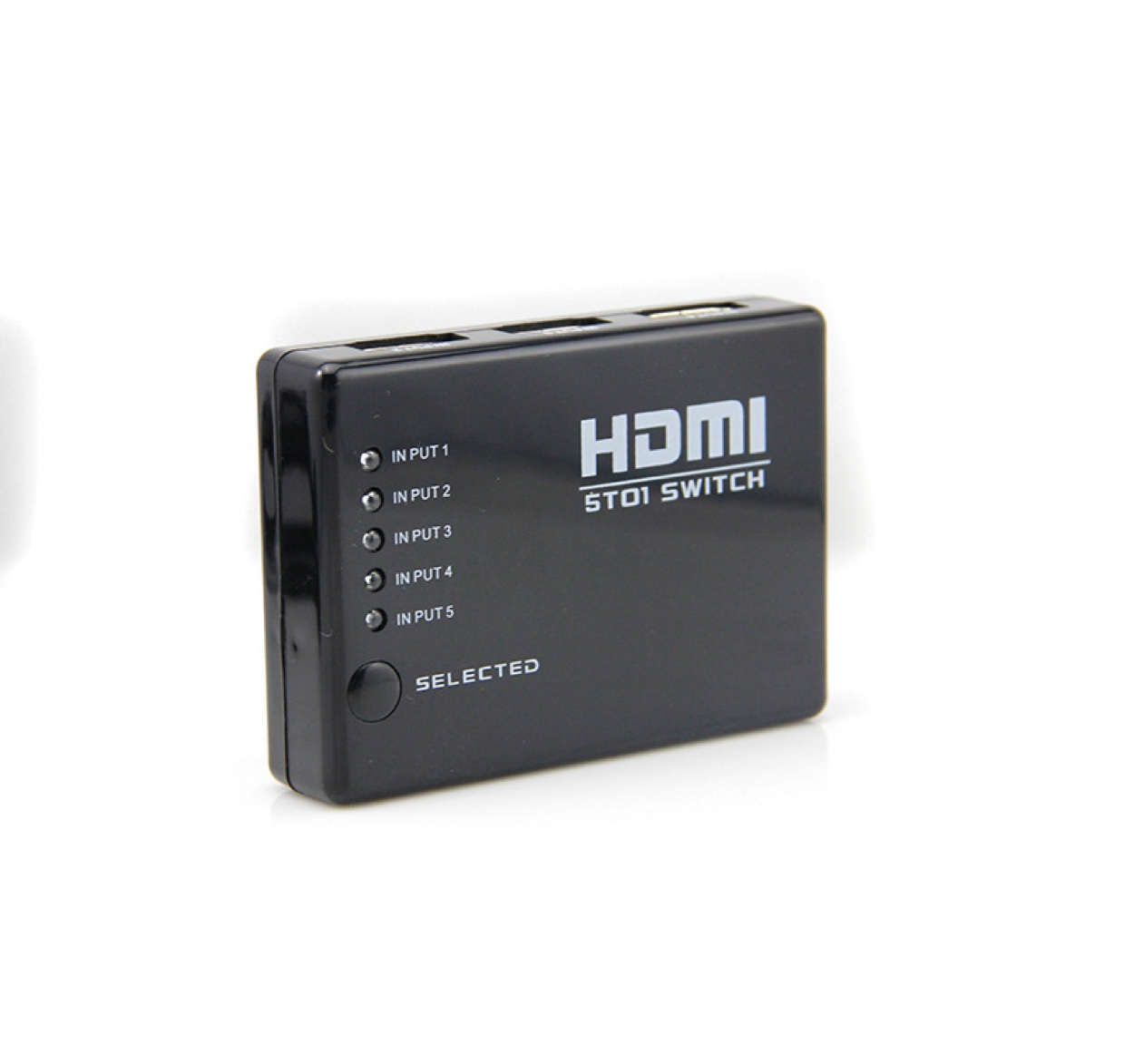 HDMI高清切换器5进1出 hdmi5切1转换器支持3D电视带遥控器1080P白底实物图