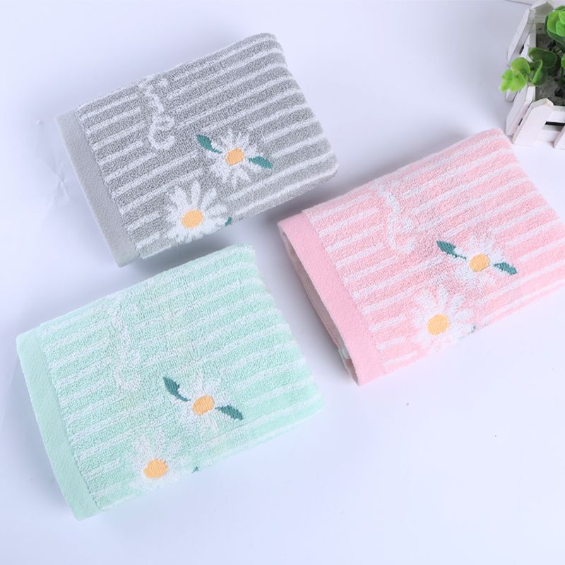Pure cotton towel, white striped sunflower towel, seal ball towel detail image 2