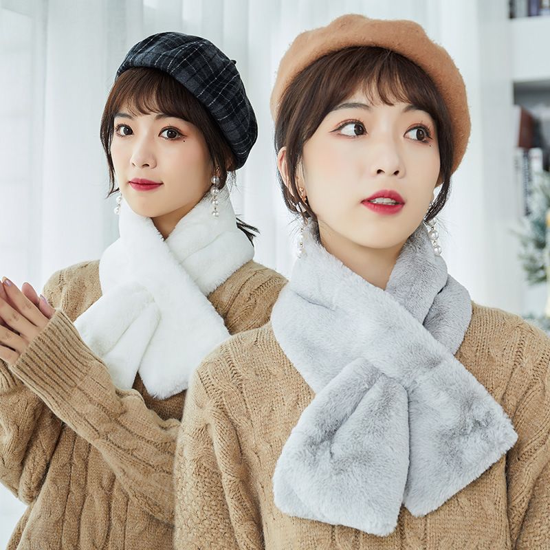 New Winter Korean Fur Scarf Imitation Rex Rabbit Hair Bib Female Autumn And Winter All Plush Neck Set Winter Hair Collar Application Scenario