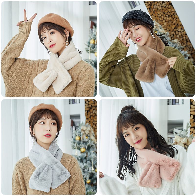 New Winter Korean Fur Scarf Imitation Rex Rabbit Hair Bib Female Autumn And Winter All Plush Neck Set Winter Hair Collar Specification drawing