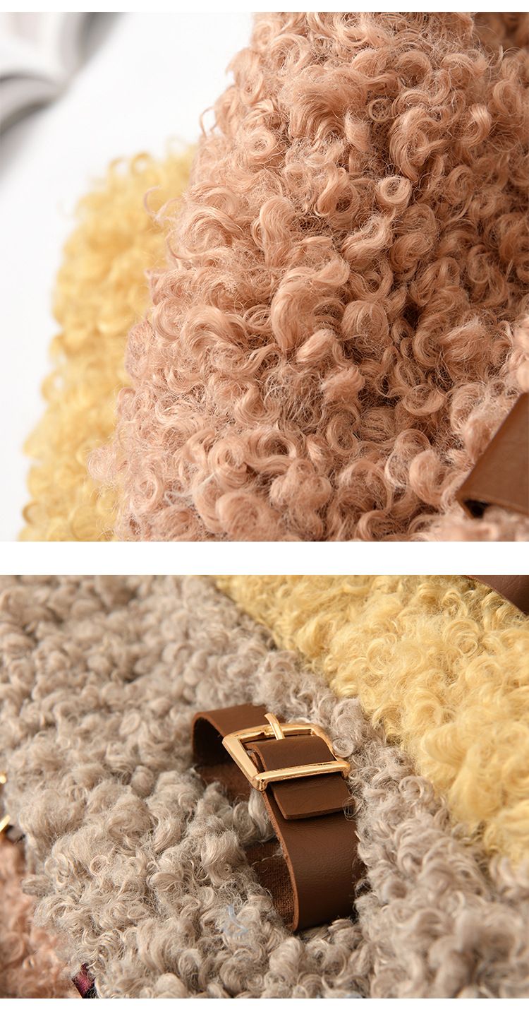 Instagram Soft Girl Style Cute Curly Fur Buckle Soft Solid Color Scarf Female Winter Everything Warm Furry Student Bib Specification drawing
