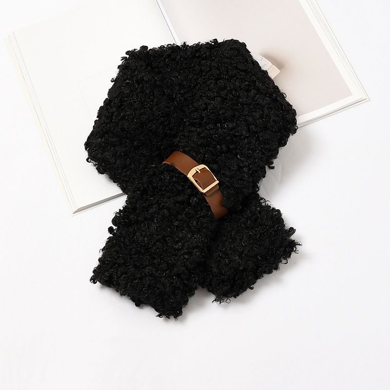 Instagram Soft Girl Style Cute Curly Fur Buckle Soft Solid Color Scarf Female Winter Everything Warm Furry Student Bib Specification drawing