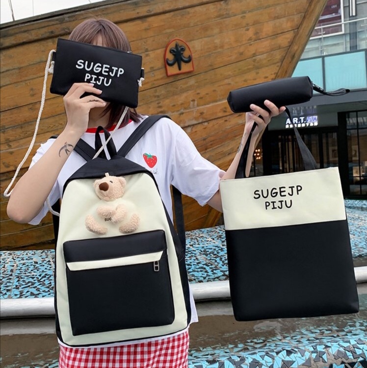 ins Korean version casual student backpack set of four pieces Specification image