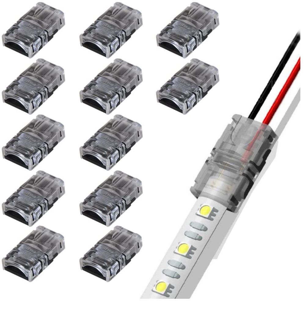 2-Pin 10MM Waterproof Strip to Wire Quick Connection