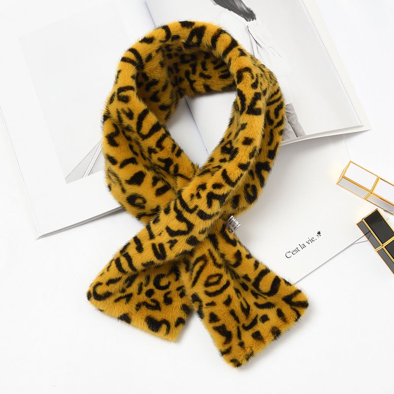 [Color Leopard Print] Imitation Rex Rabbit Cross Neck Female Winter Korean Version Thickened Warm Student Pullover Scarf undefined