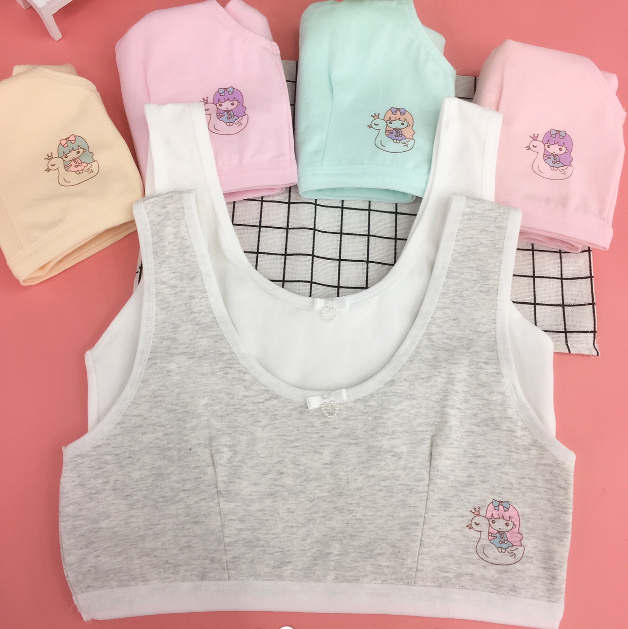 1039 Thin Cotton I-Back Breathable Growth Period Girl's Small Vest Without Sponge Pad Wrap Bra For Students