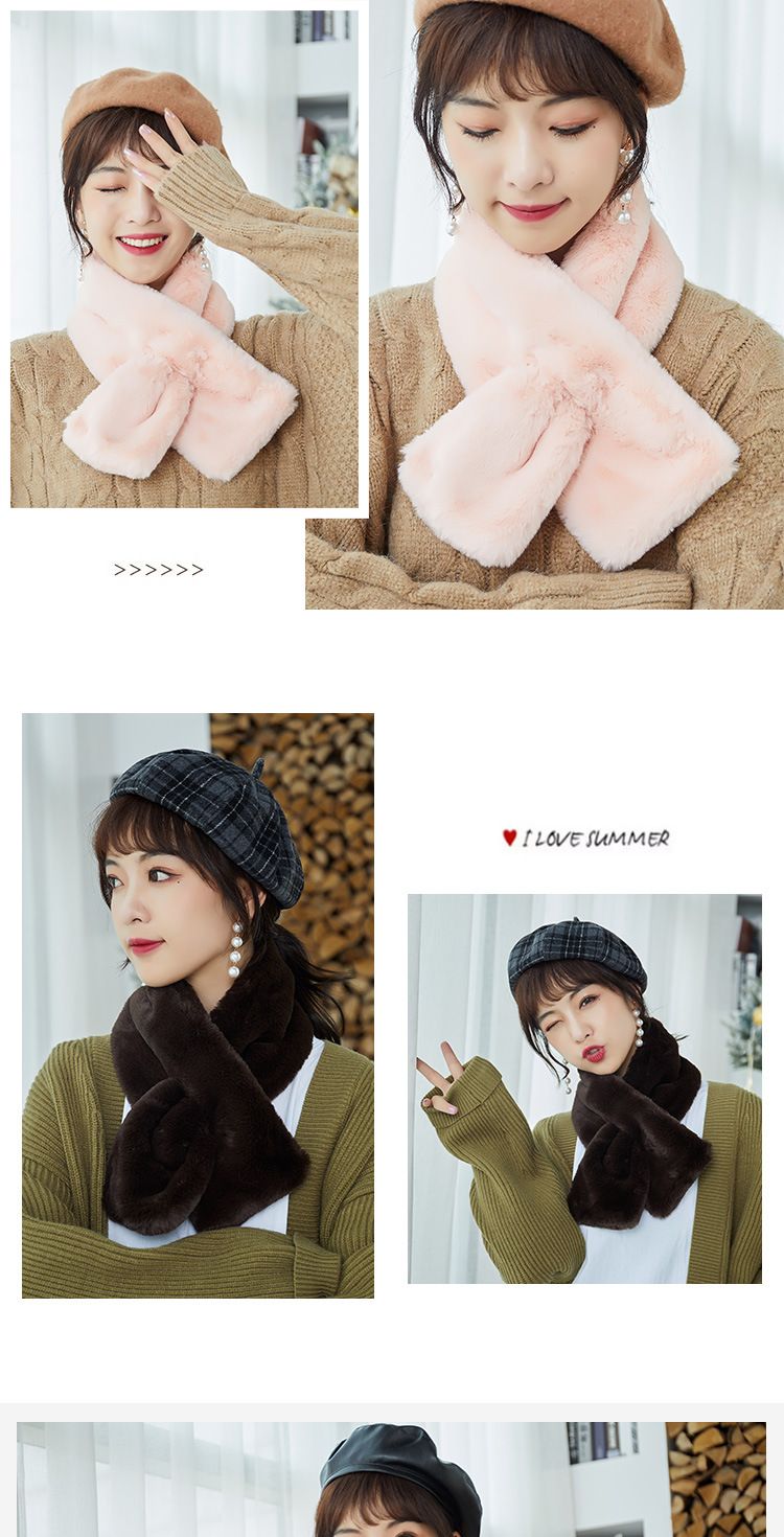 New Winter Korean Fur Scarf Imitation Rex Rabbit Hair Bib Female Autumn And Winter All Plush Neck Set Winter Hair Collar undefined