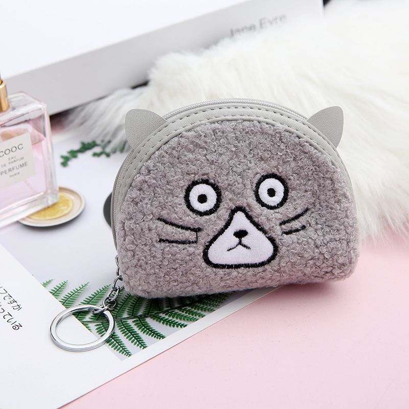 韩版爆款可爱羊羔绒卡通动物零钱包 女士创意收纳迷你钱包礼品产品图