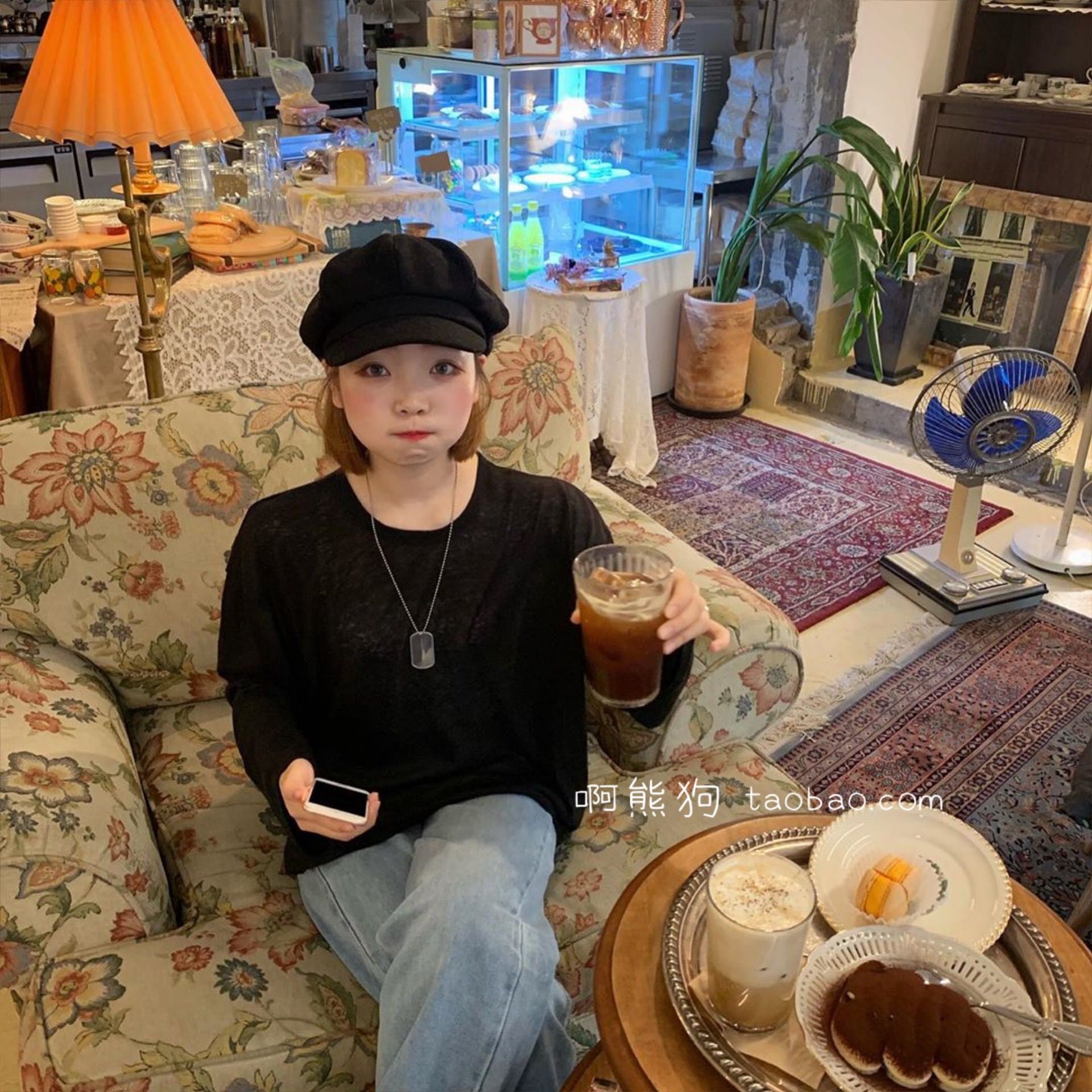 秋冬洋气帽子女日系贝雷帽英伦复古皮边画家帽格子蓓蕾帽49